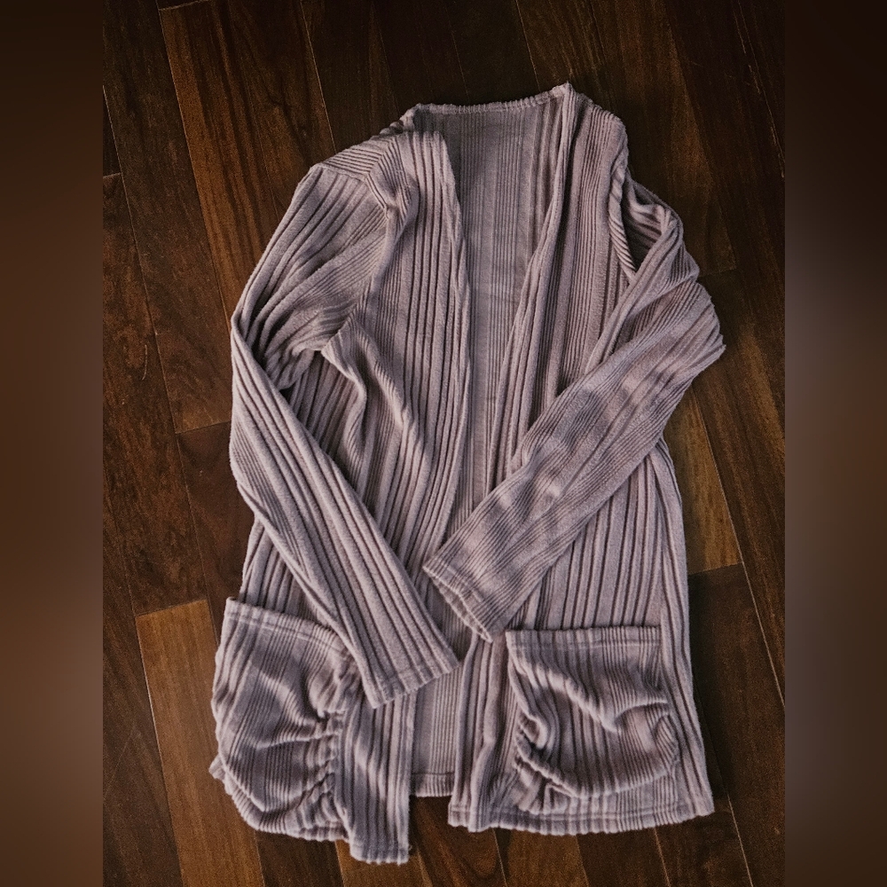 Ribbed Knit Cardigan in Mauve
